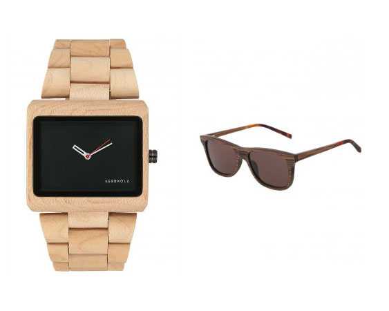 Orologi e occhiali in legno