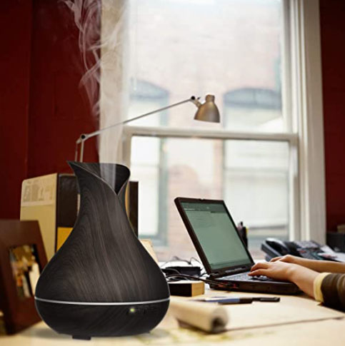 Diffusore Di Oli Essenziali A Forma Di Fiamma Colorata, Umidificatore Con Luce Notturna, 150ml, Colore Nero