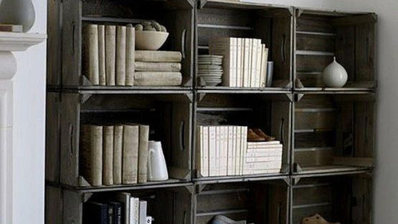 Libreria Fai Da Te Con Cassette Di Legno Idee Green