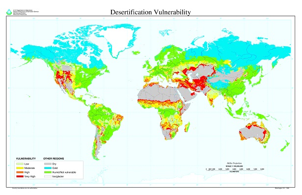 zone a rischio desertificazione nel mondo