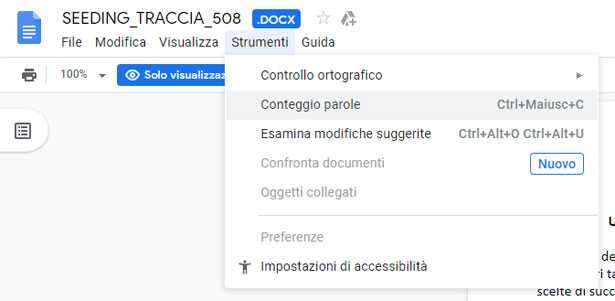 Conteggio caratteri Google Docs