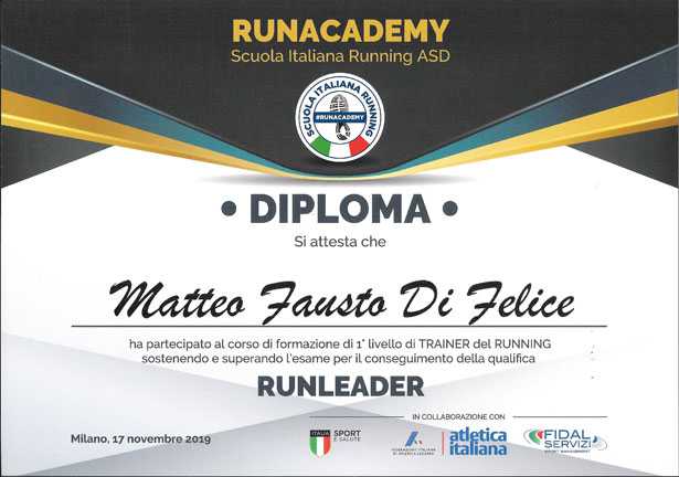 Diploma RunLeader Matteo Di Felice
