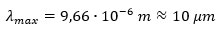 lunghezza onda massima emissione