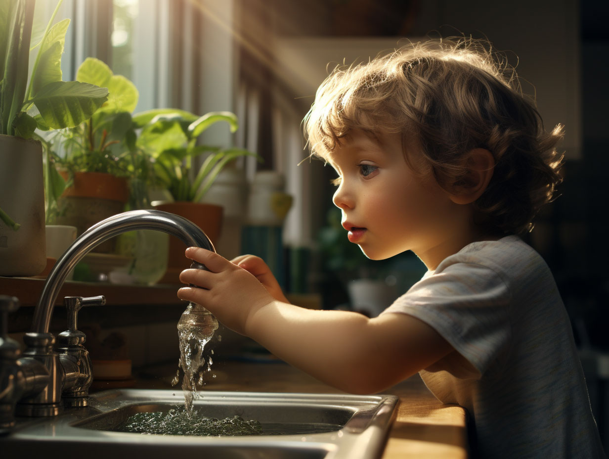 bambino rubinetto acqua