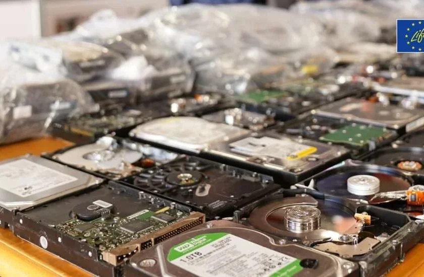Hard disk disassemblati per il recupero di magneti e terre rare dai Raee nel progetto Life Inspiree