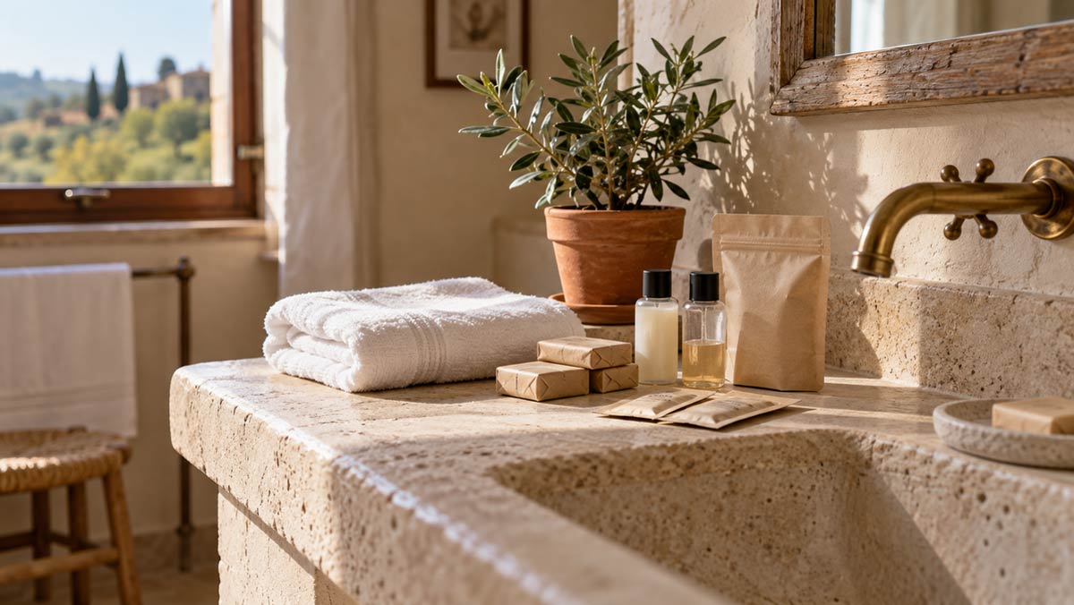 bagno rustico con vista