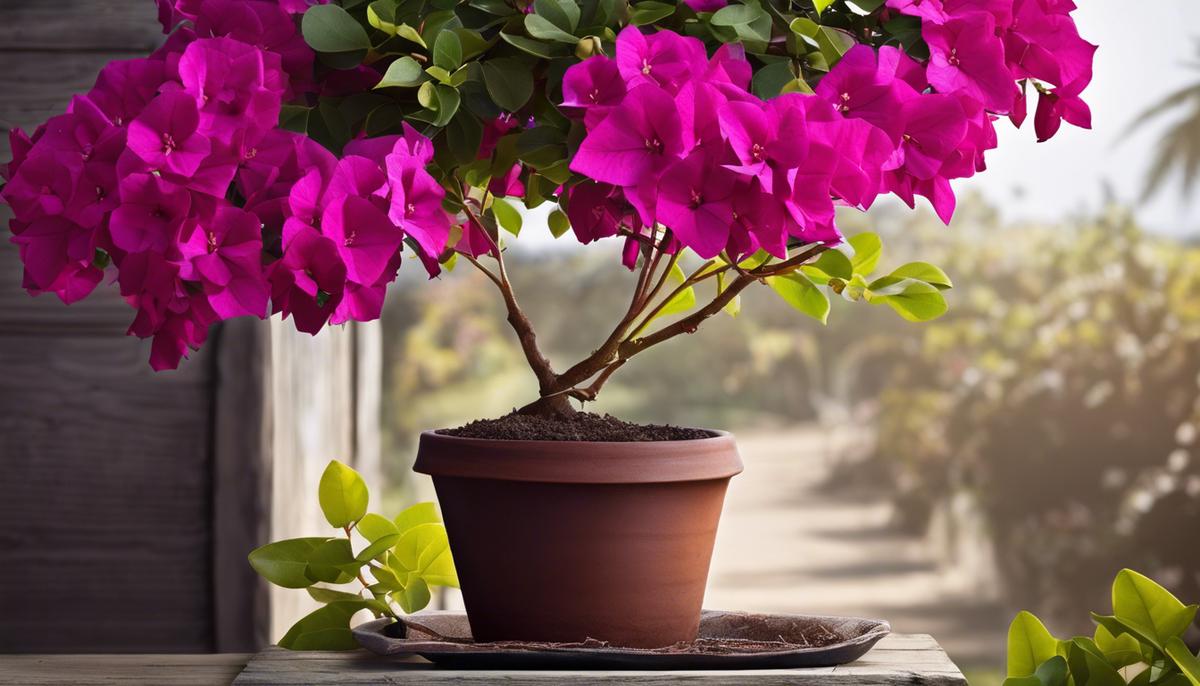 Image of a bouganville plant in a pot