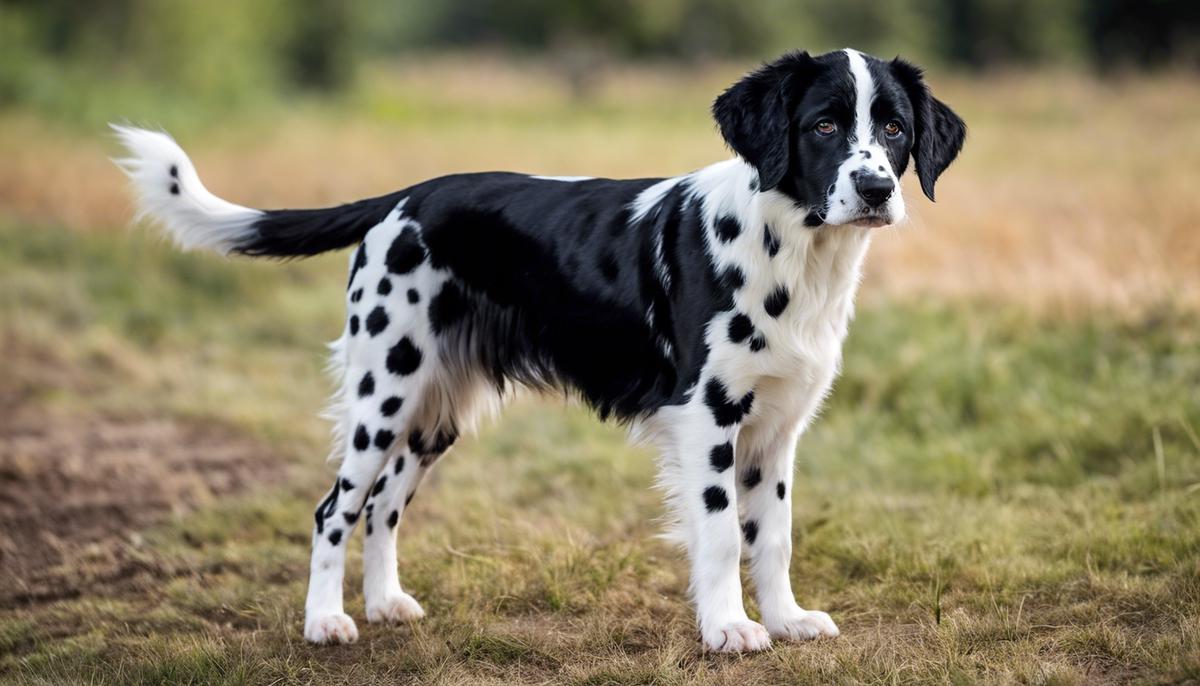 Cucciolo di Dalmata Nero con manto a pois bianco e nero, un cane di taglia media e dal carattere amichevole e socievole