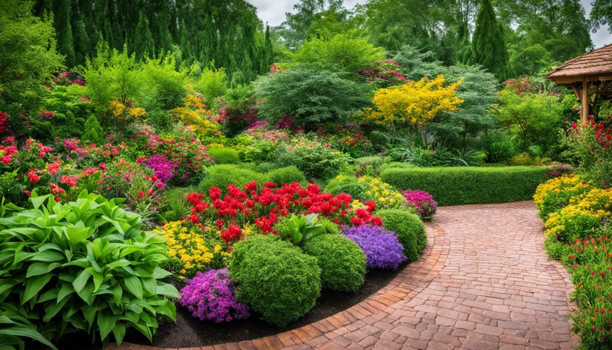 Un bellissimo giardino con piace e fiori colorati