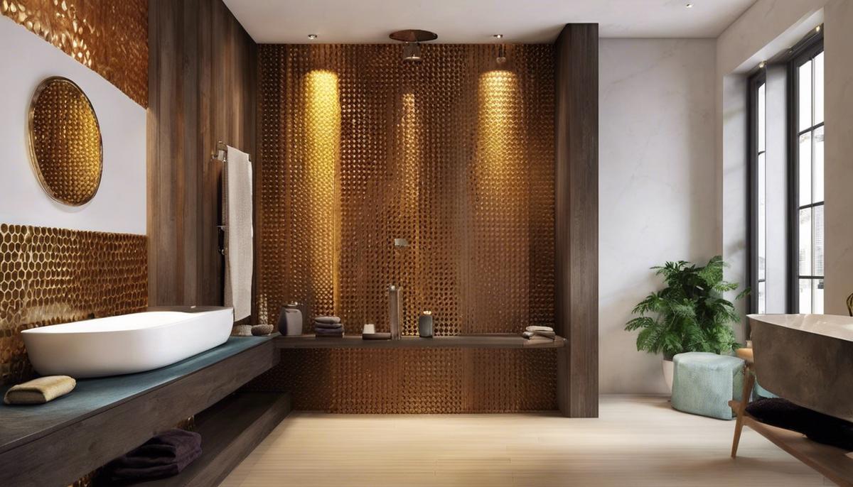 Immagine di una nicchia doccia in muratura con piastrelle colorate