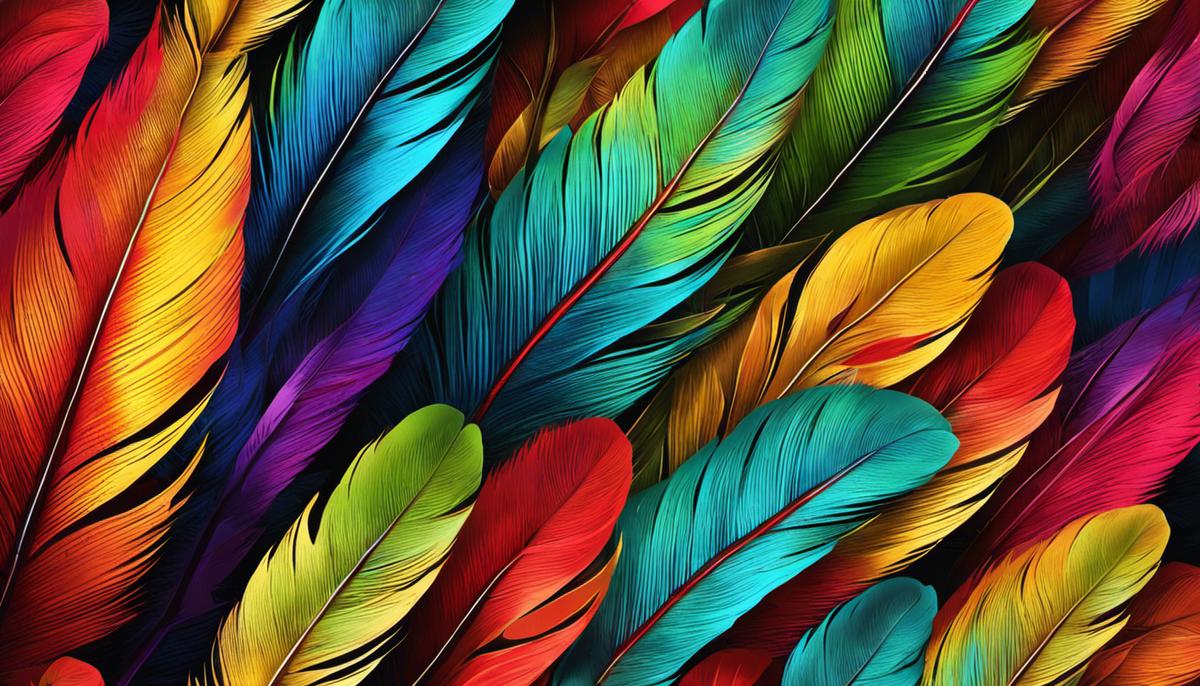 Illustration of vibrant parrot feathers