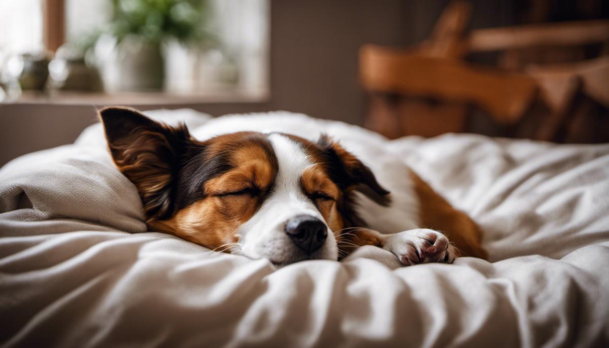 Image of a dog sleeping in a cozy bed