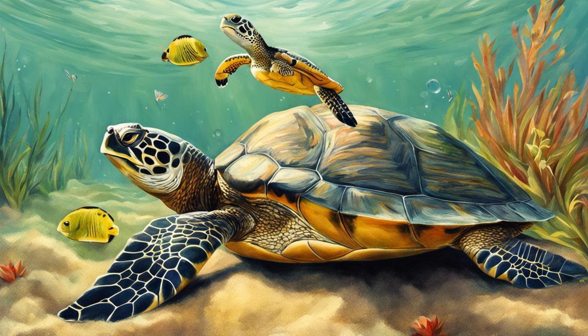 Illustration of a turtle and a cat