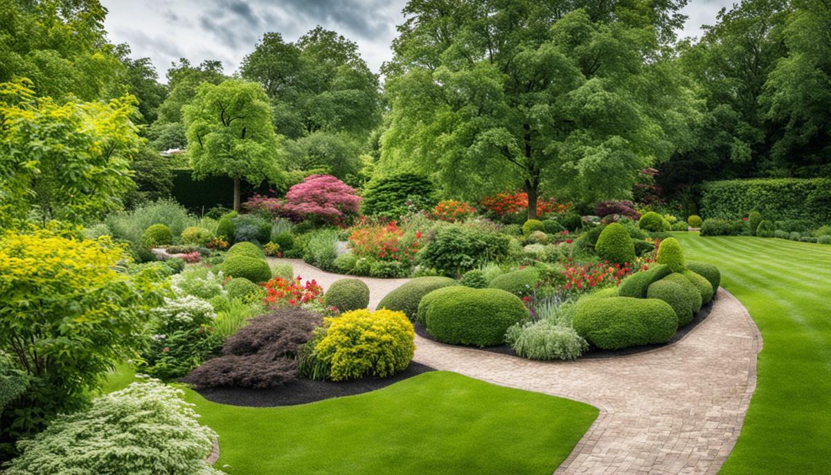 An image of a garden with beautifully planted and maintained trees, enhancing the visual appeal and contributing to the local ecosystem.